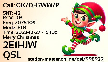 QSL Card for 2E1HJW QSO with OK/DH7WW/P